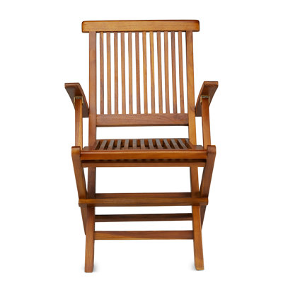 Folding Teak Patio Dining Armchairs Includes 2 by TeakCraft
