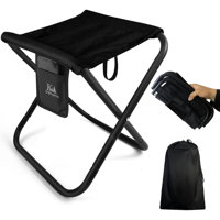Upgraded Portable Folding Stool, 13 Inch Camping Stool For Adults Fishing Hiking Gardening And Beach With Carry Bag, Hold Up To 450Lbs[Black]