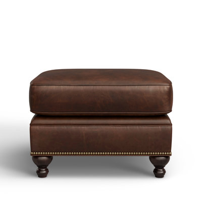 Harrison 18.5" Wide Genuine Leather Rectangle Standard Ottoman