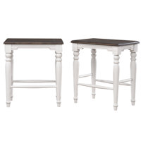 Sunset Trading French Chic 24" Backless Barstools | Set Of 2 Kitchen Island Counter Stools | Two-Tone Antique White & Walnut Brown Solid Wood | Dinin by Sunset Trading