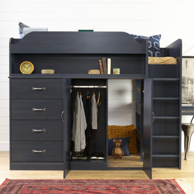 Arlen Twin 5 Drawer Loft Bed with Bookcase by South Shore by South Shore
