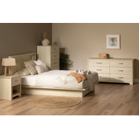 Fusion Full/Queen Platform Bed And Headboard With Storage Shelf Set by South Shore