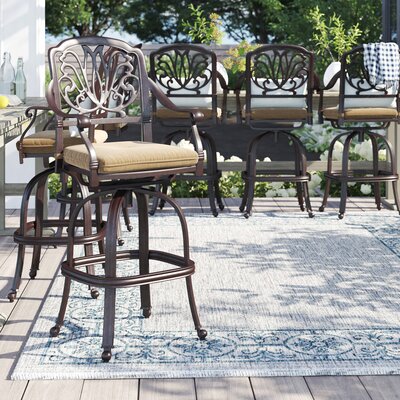 Lebanon Patio Bar Stool with Cushion by Three Posts