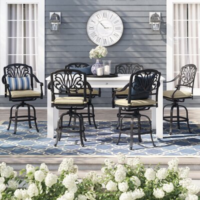 Lebanon 26" Patio Bar Stool with Cushion by Three Posts