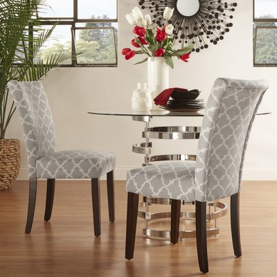Lancaster Upholstered Solid Wood Dining Chair by Three Posts