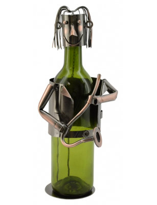 Saxophone Player 1 Bottle Tabletop Wine Bottle Rack by Wine Bodies