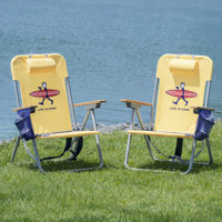 Life Is Good 4-Position Backpack Aluminum Beach Chair Yellow And Navy Blue
