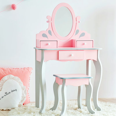 Teamson Kids Wooden Princess Rapunzel 2-pc. Vanity Set, Gray/Pink by Teamson Kids