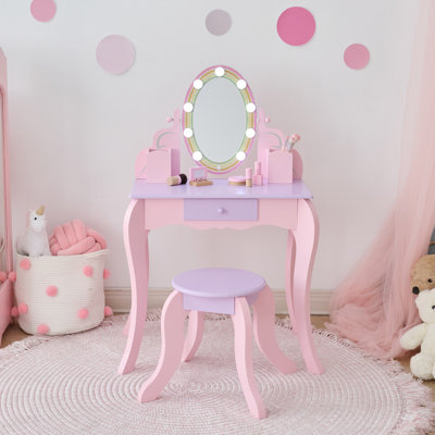 Teamson Kids Little Princess Pink Rapunzel Vanity With LED Illuminated Mirror by Teamson Kids