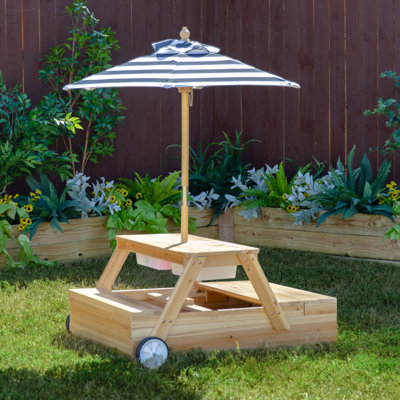 Teamson Kids Sorrento Wooden 2-In-1 Picnic Table With Sandbox & Umbrella by Teamson Kids