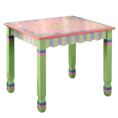Teamson Kids Magic Garden Wooden Table with Floral Top and Colorful Spindle Legs – Kid-Sized Play Table for Bedrooms and Playrooms by Teamson Kids