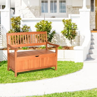 Topbuy 33 Gallons Gallon Water Resistant Eucalyptus Solid Wood Storage Bench in Natural by Topbuy