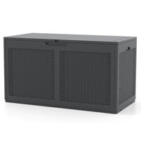 100 Gallon Resin Outdoor Storage Box Waterproof Deck Box w/ Lockable Lid & Wheels by Topbuy