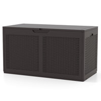 100 Gallon Resin Outdoor Storage Box Waterproof Deck Box w/ Lockable Lid & Wheels by Topbuy