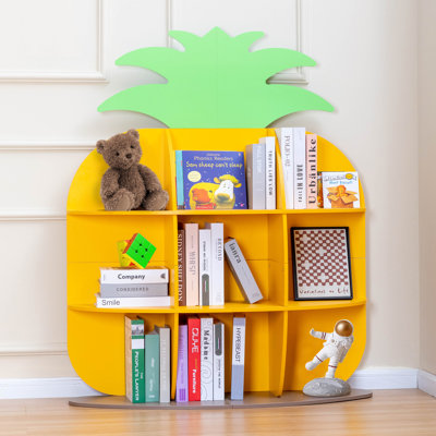 KIPU Pineapple Shaped Kids Bookshelf, 9-Cube Book Shelf and Toy Storage Organizer for Nursery, Playroom, Bedroom, or Classroom by ROVRAk