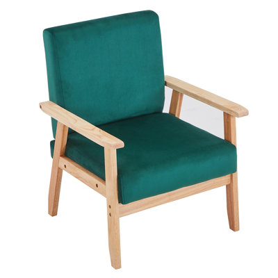 Bleona Velvet Accent Chair For Living Room, Mid Century Modern Relaxing Armchair With Solid Wood Frame & Soft Cushion, Reading Leisure Chair With Back by George Oliver