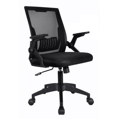 Bleona Office Chair With Flip-Up Armrests Ergonomic Computer Desk Chair Foldable Mesh Task Chair With Wheels Adaptive Lumbar Support Swivel Tilt Comfo by George Oliver