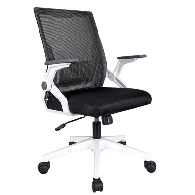 Bleona Office Chair With Flip-Up Armrests Ergonomic Computer Desk Chair Foldable Mesh Task Chair With Wheels Adaptive Lumbar Support Swivel Tilt Comfo by George Oliver