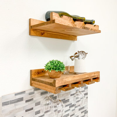Blende Solid Wood Wall Mounted Wine Bottle & Glass Rack by Union Rustic