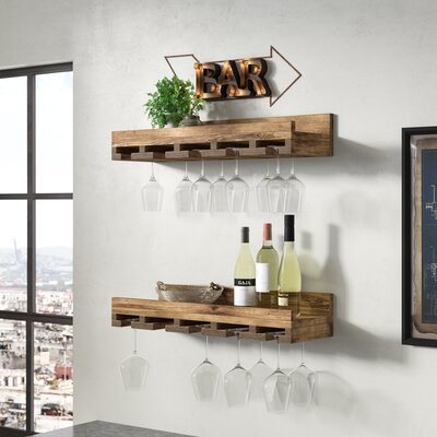 Barnsdall Solid Wood Wall Mounted Wine Glass Rack by Union Rustic