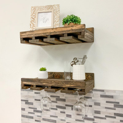 Barnsdall Solid Wood Wall Mounted Wine Glass Rack by Union Rustic