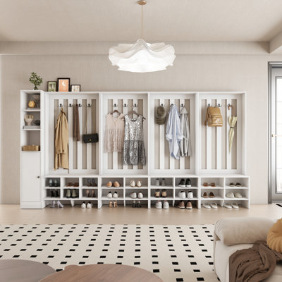 40 Pair Shoe Cabinet With Drawers, Entryway Shoe Storage Organizers With Door Cabinet & Hall Tree by Latitude Run