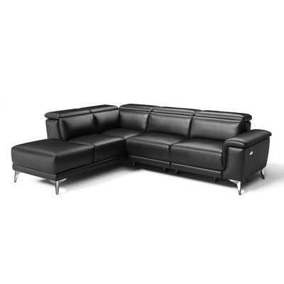 Valencia Pista Leather Reclining Sectional Sofa - Italian Nappa 11000 Top Grain Leather Couch- Power Reclining Seat With Leggett - Adjustable Headrest by Valencia Theater Seating