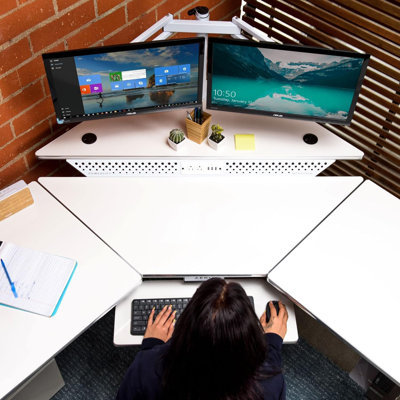 VERSADESK PowerLift 72" x 72" Height Adjustable Corner Standing Desk Workstation by VERSADESK