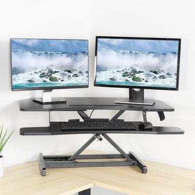 Black Corner Desk Riser by Vivo
