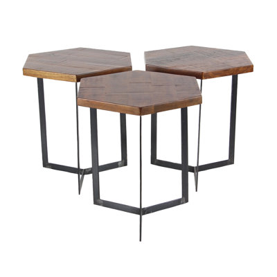 Wales Contemporary 3 Piece Hexagonal Bunching Coffee Table Set by Union Rustic