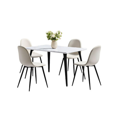 5-Piece Dining Set, Modern Design, Synthetic Leather Upholstery, Durable Metal Frame, Ideal for Home Dining Room, Space-Saving Furniture, Durable and by FurnitureR