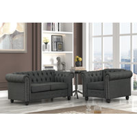 2 Piece Linen Blend Standard Foam Living Room Set by USLivings