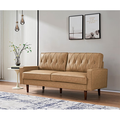 Faux Leather Square Arm Loveseat by USP Furniture
