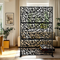 72" H x 47" W Metal Privacy Screen, Outdoor Privacy Screens - Decorative Outdoor Divider with Stand, Outdoor privacy Panels for Balcony & Patio by UFURYRIDE
