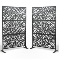 Stanaford 6.3 ft. H x 4 ft. Outdoor Metal Standing Privacy Screen with Flat Pattern Design by Pia Ricco