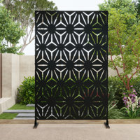 Pacifa Series 6 ft. H x 4 ft. W Leave Pattern Metal Privacy Screen With Wider Feet by UIXE