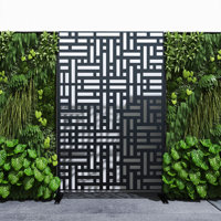 Pacifa Series 6 ft. H x 4 ft. W Freestanding Metal Privacy Screen With Leave Pattern by UIXE