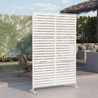 Pacifa 74.8" x 47" Laser-Cut Metal Privacy Screen Fence Panel With Stripe Pattern by UIXE