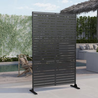Pacifa 74.8" x 47" Laser-Cut Metal Privacy Screen Fence Panel With Stripe Pattern by UIXE