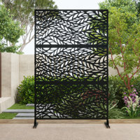 Pacifa Series 6 ft. H x 4 ft. W Leaf Pattern Metal Privacy Screen For Patio Yard by UIXE