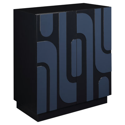Rianna 2 Door Glossy Blue Cabinet by Orren Ellis