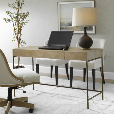 Kaniylah Natuiral Wood Modern Desk by Loon Peak