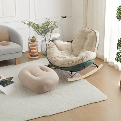 Modern Upholstered Rocking Chair with Ottoman