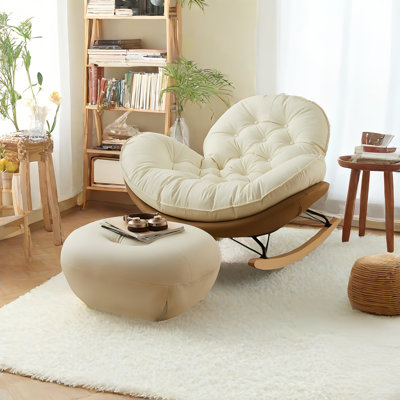 Modern Upholstered Rocking Chair with Ottoman