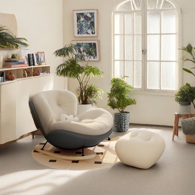 Modern Upholstered Rocking Chair with Ottoman