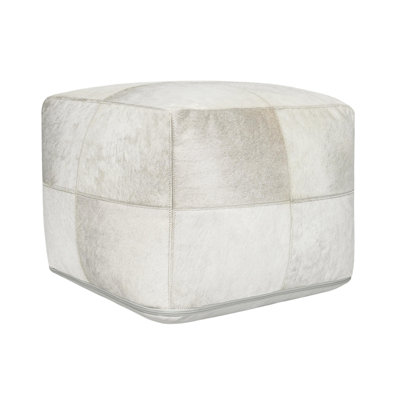 Leopard 18" Natural Leather Hide Printed Floor Cushion Pouf by Villa by Classic Home