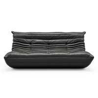 Armless Large Microfiber Leather 3-Seat Bean Bag Sofa, Soft Armless Fireside Lounge Chair by Trule