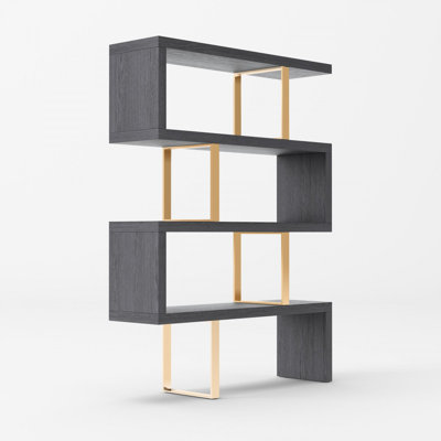 Maze 67" H x 51" W Stainless Steel Geometric Bookcase by VIG Furniture