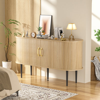 54’’ Accent Cabinet with Tambour Doors, Sideboard Buffet Cabinet with Storage Cabinet by Veikous