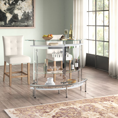 Chichica Freestanding Glass Top Home Bar Wine Cabinet